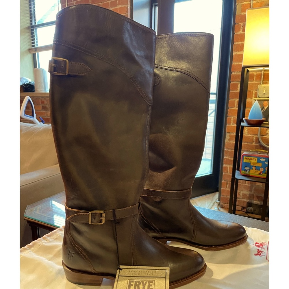 Frye Dorado Leather Knee Brown Boots Size 6